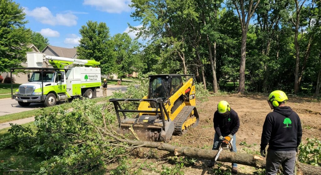 Land Clearing Kansas City - Equipment clearing a wooded lot for construction