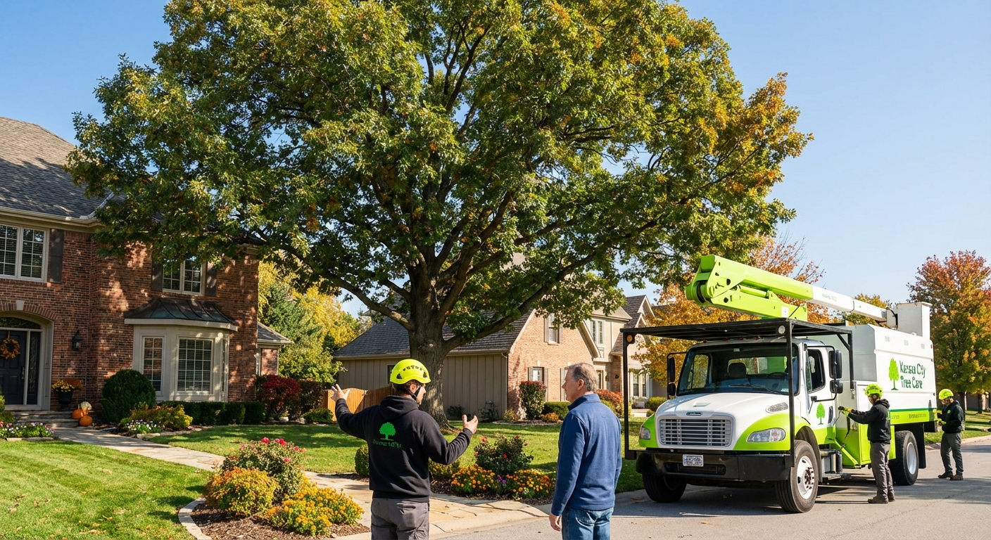 Best shade trees Overland Park - Mature bur oak in front yard of suburban home